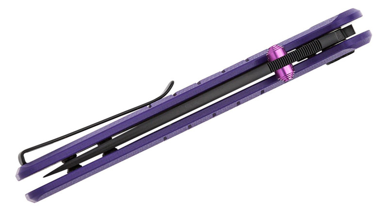 Ніж Bestech Knives Goodboy, лезо 118мм D2, руків'я G-10 Purple, Button Lock - BMK04F