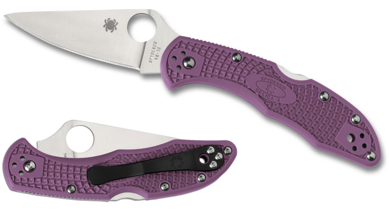 Ніж Spyderco Delica, лезо 73мм VG10, руків'я Polymer Purple, Lockback - C11FPPR
