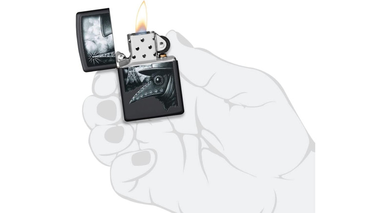Запальничка Zippo Villain - Black Matte Plague of Disinformation