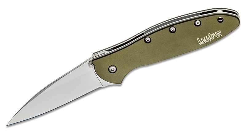 Ніж Kershaw Leek, лезо 76мм Sandvik 14C28N, руків'я з алюмінію OD Green, Liner Lock - 1660OL