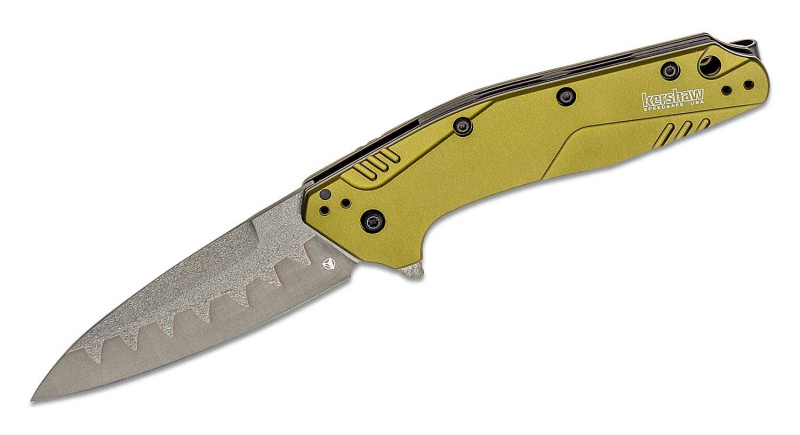 Ніж Kershaw Dividend, лезо 76мм Bohler N690, D2, руків'я з алюмінію OD Green, Liner Lock - X1812OLCBB