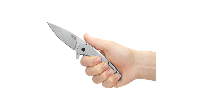 Ніж SOG Aegis 14410242, лезо 86мм 8Cr13MoV, руків'я Steel Gray, Frame Lock -