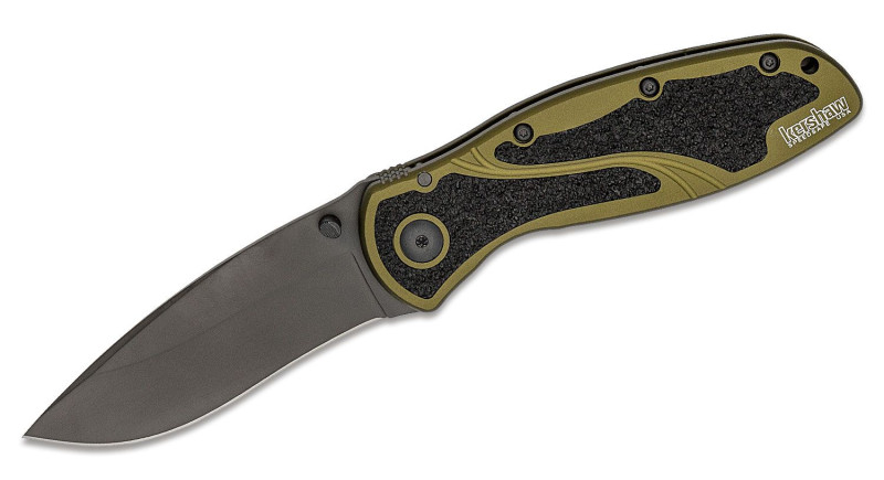 Ніж Kershaw Blur, лезо 86мм Sandvik 14C28N, руків'я з алюмінію OD Green, Liner Lock - 1670OLBLK