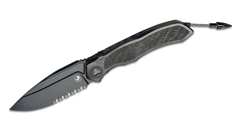 Ніж Microtech Anax, лезо 95мм Premium Steel, руків'я Titanium Black, Gray, Frame Lock - 190C-2 DLCTCFITI