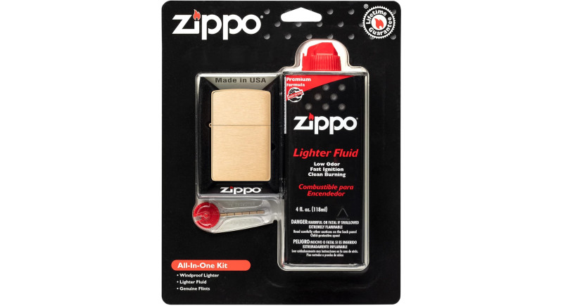 Набір Zippo All-in-One Kit with Brushed Brass Windproof Lighter