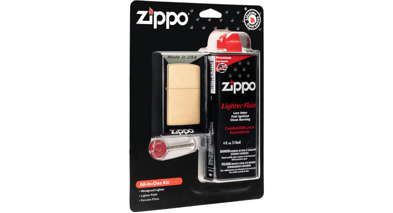 Набір Zippo All-in-One Kit with Brushed Brass Windproof Lighter