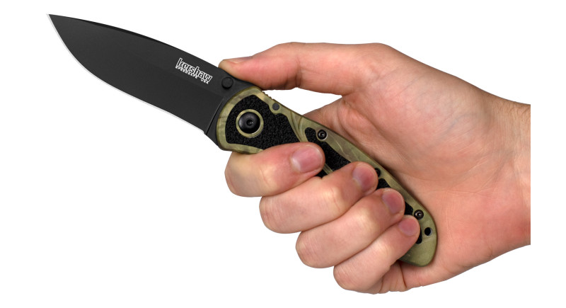 Ніж Kershaw Blur, лезо 86мм Sandvik 14C28N, руків'я з алюмінію Black, Green, Liner Lock - 1670CAMO