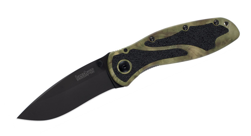 Ніж Kershaw Blur, лезо 86мм Sandvik 14C28N, руків'я з алюмінію Black, Green, Liner Lock - 1670CAMO
