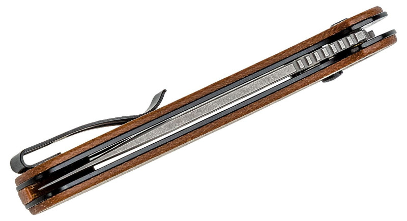 Ніж CIVIVI Elementum Button Lock, лезо 89мм Sandvik 14C28N, руків'я Micarta Brown, Button Lock -