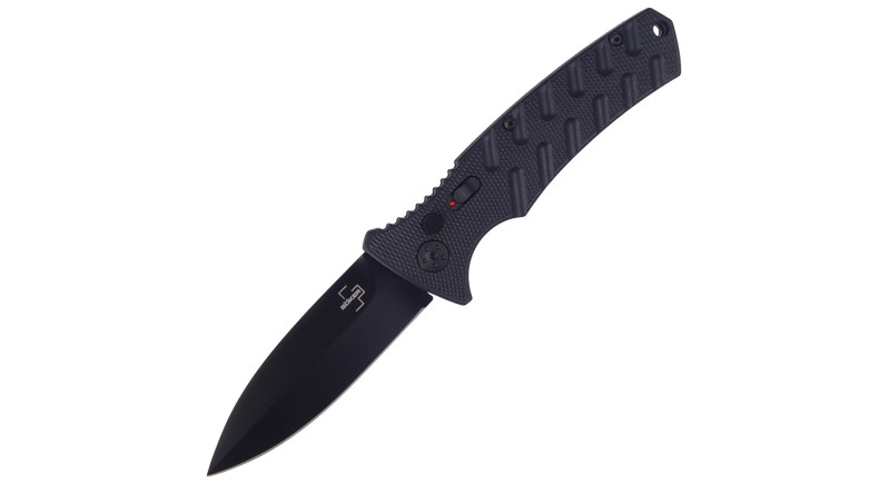 Ніж Boker Strike, лезо 83мм D2, руків'я з алюмінію Black, Button Lock - 01BO428