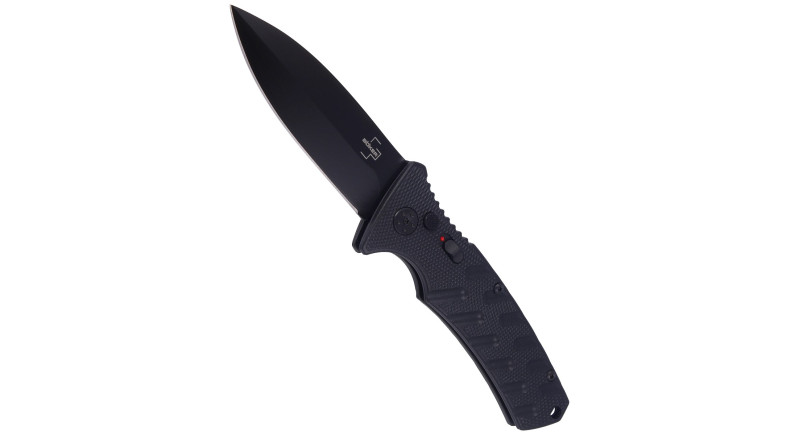 Ніж Boker Strike, лезо 83мм D2, руків'я з алюмінію Black, Button Lock - 01BO428