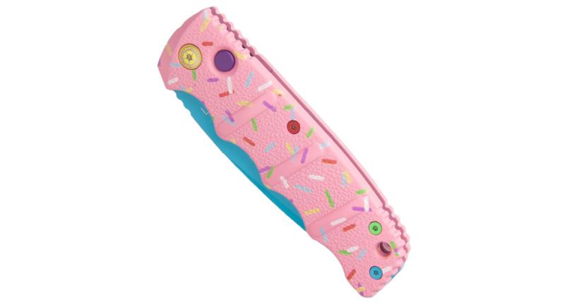 Ніж Boker Kalashnikov, лезо 83мм D2, руків'я з алюмінію Pink, Button Lock -