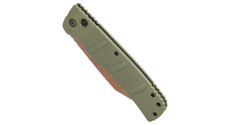 Ніж Boker XXL Kalashnikov, лезо 121мм D2, руків'я з алюмінію OD Green, Button Lock -