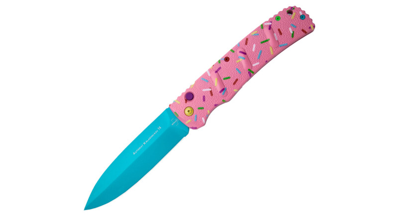 Ніж Boker XXL Kalashnikov Dessert Warrior, лезо 121мм AUS-8, руків'я з алюмінію Pink, Button Lock - 06EX304NSOI