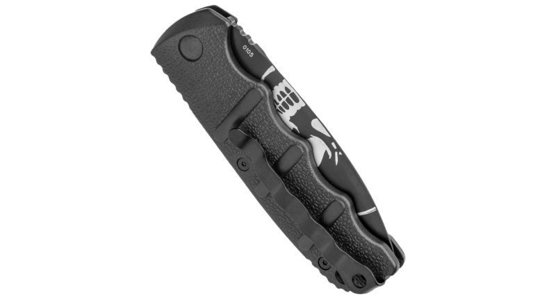 Ніж Boker Kalashnikov, лезо 83мм D2, руків'я з алюмінію Black, Button Lock -