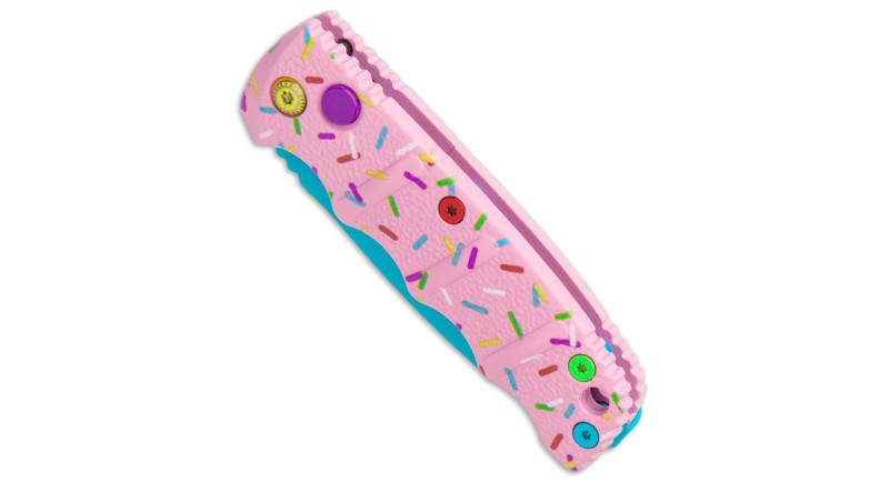 Ніж Boker Mini Kalashnikov, лезо 64мм AUS-8, руків'я з алюмінію Pink, Button Lock - 01KALS88NSOI