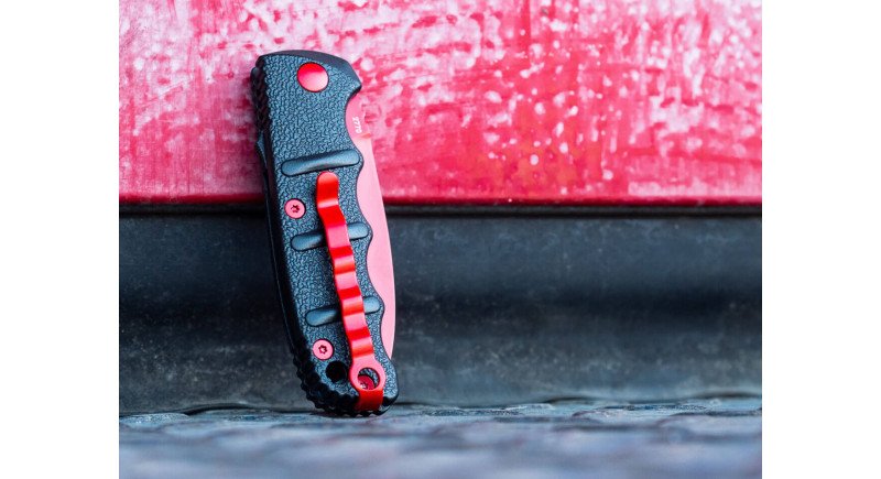 Ніж Boker Mini Kalashnikov, лезо 64мм D2, руків'я з алюмінію Black, Button Lock -