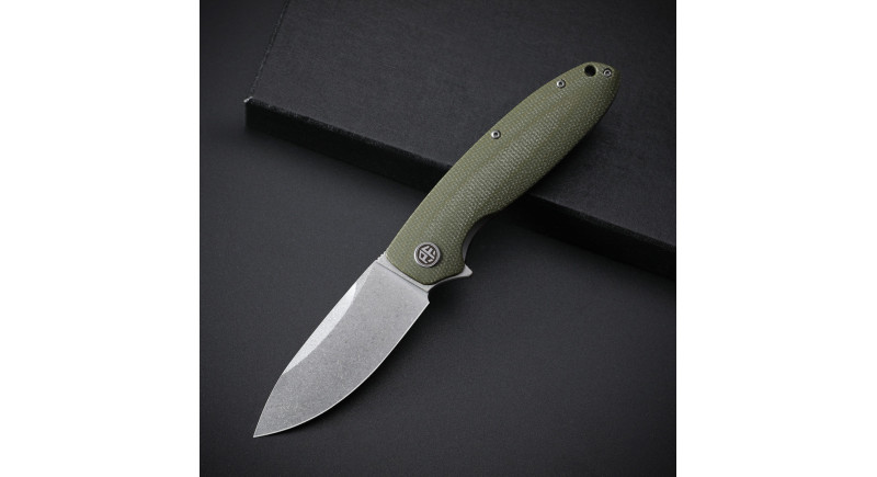 Ніж Petrified Fish PF8B01 Terra, лезо 95мм D2, руків'я Micarta Green, Liner Lock - PF-B01 GRMW