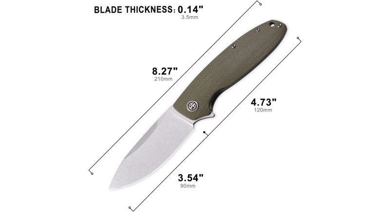 Ніж Petrified Fish PF8B01 Terra, лезо 95мм D2, руків'я Micarta Green, Liner Lock - PF-B01 GRMW