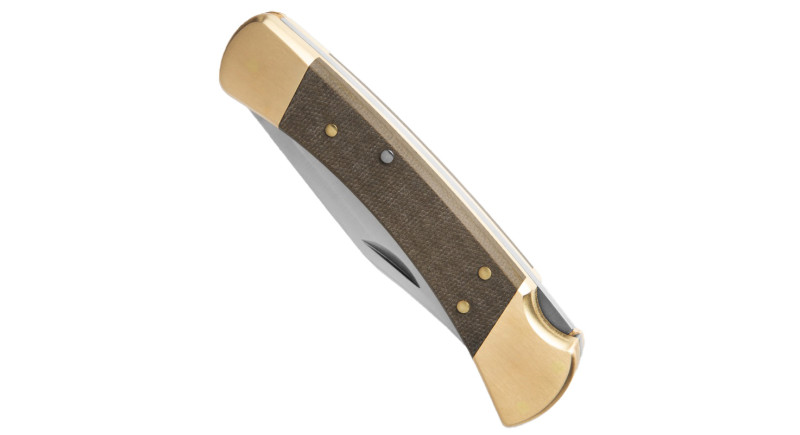 Ніж Buck Lives Folding Hunter, лезо 93мм CPM S45VN, руків'я Brass, Micarta Gold, Lockback - 0110GRS6-B