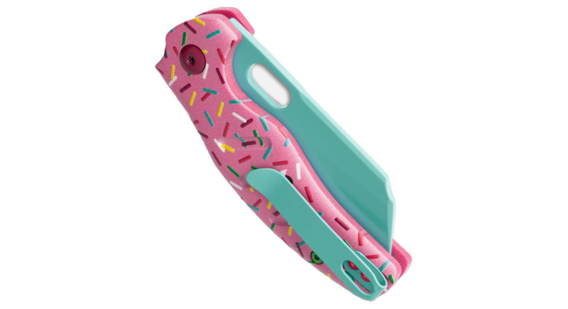 Ніж Kizer Mini Sheepdog, лезо 66мм 154CM, руків'я G-10 Pink, Button Lock - V3488BE1