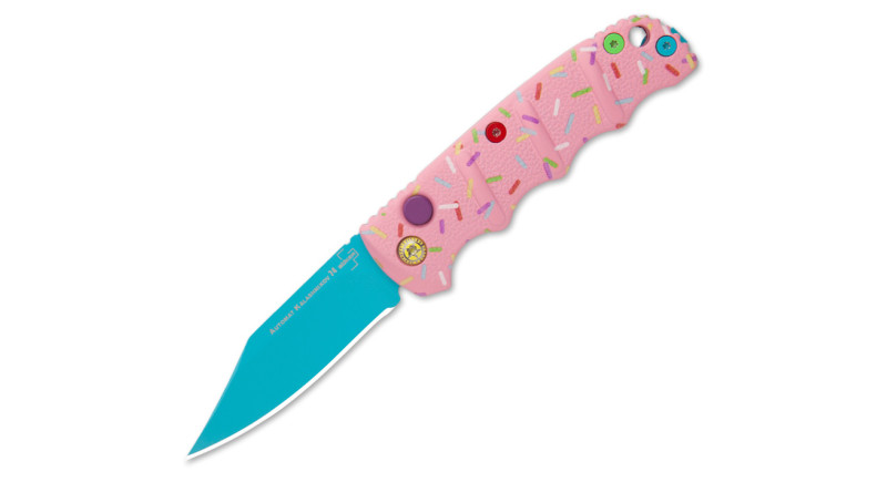Ніж Boker Mini Kalashnikov Bowie, лезо 64мм D2, руків'я з алюмінію Pink