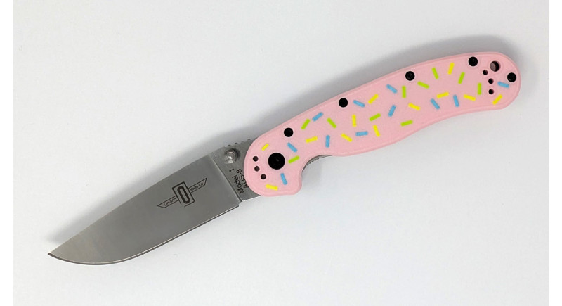 Кастомний ніж Ontario Rat 1 AUS-8 з пончиковими накладками - Donut