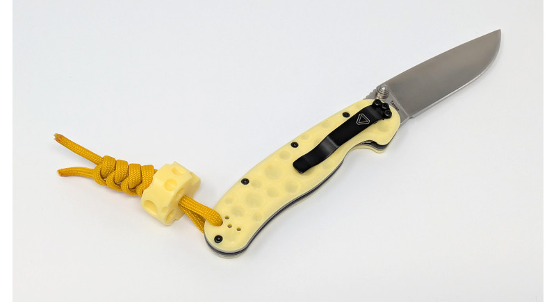 Кастомний ніж Ontario Rat 2 AUS-8 з сирними накладками - Cheese Edition