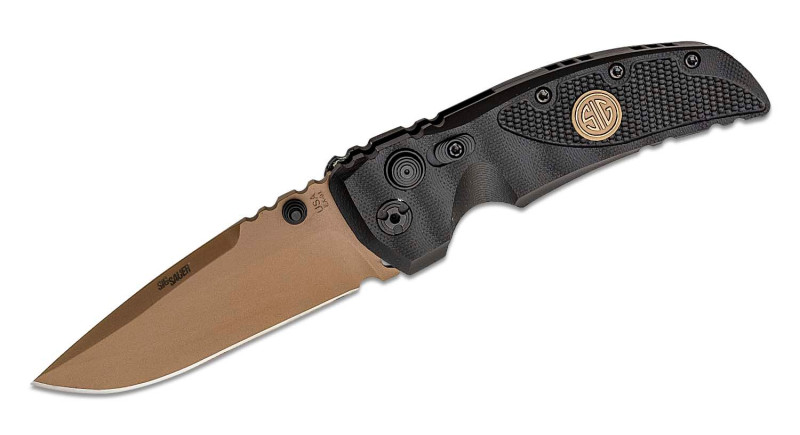 Ніж Hogue Sig Sauer EX-01, лезо 89мм 154CM, руків'я G-10 Black, Button Lock - 36170