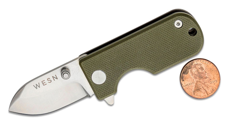 Ніж Wesn Goods Microblade, лезо 38мм D2, руків'я G-10, Titanium Gray, Green, Frame Lock - WESN01-3