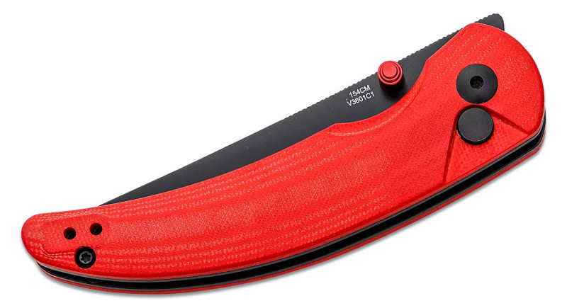 Ніж Kizer Chili Pepper, лезо 79мм 154CM, руків'я G-10 Red, Button Lock - V3601C1