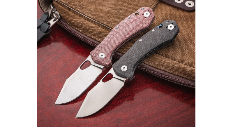 Ніж GiantMouse Atelier, лезо 74мм Elmax, руків'я Micarta Red, Liner Lock
