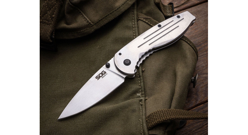 Ніж SOG Aegis, лезо 86мм 8Cr13MoV, руків'я з металу Gray, Frame Lock - AE31
